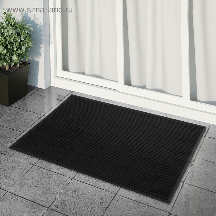 Коврик придверный влаговпитывающий, ребристый, «Стандарт», 120×150 см, чёрный Коврик придверный влаговпитывающий, ребристый, «Стандарт», 120×150 см, чёрный