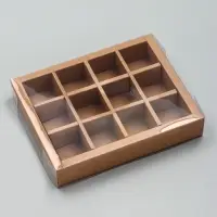 Коробка для 12 конфет, с прозрачной крышкой, 19&times;15&times;3.5 см