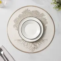 Салфетки сервировочные на стол Доляна &laquo;Древо&raquo;, 2 шт., d=38 см, бежевые