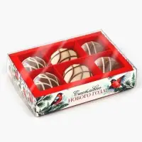 Коробка под 6 конфет новогодняя с ячейками &laquo;Снегири&raquo;, 10&times;14.5&times;3 см