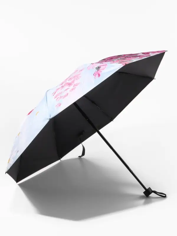Зонт механический &laquo;Цветочная картина&raquo;, эпонж, 4 сложения, 8 спиц, R=48/55 см, d=96 см, МИКС