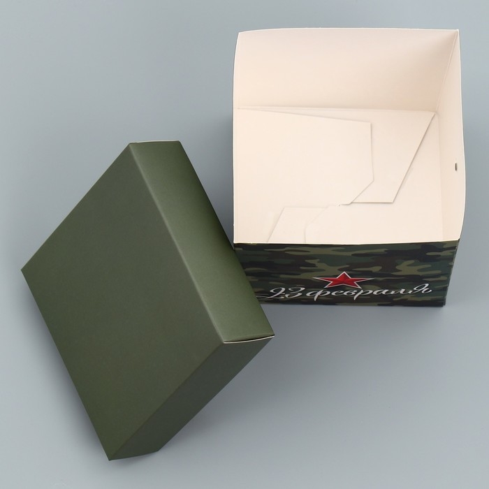 Коробка подарочная складная, упаковка, &laquo;С 23 февраля&raquo;, 10 х 10 х 10 см
