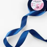 Лента атласная, с серебряным люрексом, 25 мм, 23&plusmn;1 м, синяя №038