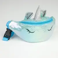 Сумка детская поясная Magic unicorn, на молнии, голубая