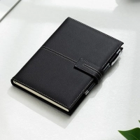 Блокнот Deli А5 120л 80 г/м твердая облож,клетка 5x5мм, черный кожа EN139G