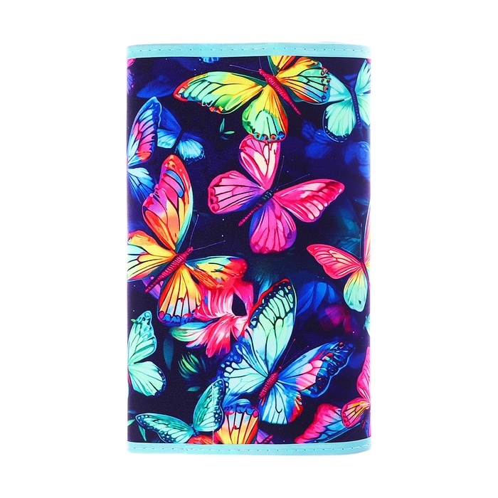 Пенал мягкий скрутка , 220х460 мм , Calligrata  Пенал мягкий скрутка , 220х460 мм , Calligrata "Бабочки", на шнуровке, на 37 предметов, неон