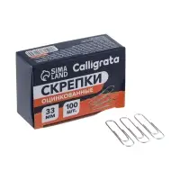 Скрепки оцинкованные, 33 мм, 100 штук, в картонной коробке МИКС