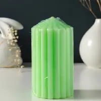 Свеча-цилиндр 7х14 см, 370 гр, рифлёная, мята Свеча-цилиндр 7х14 см, 370 гр, рифлёная, мята