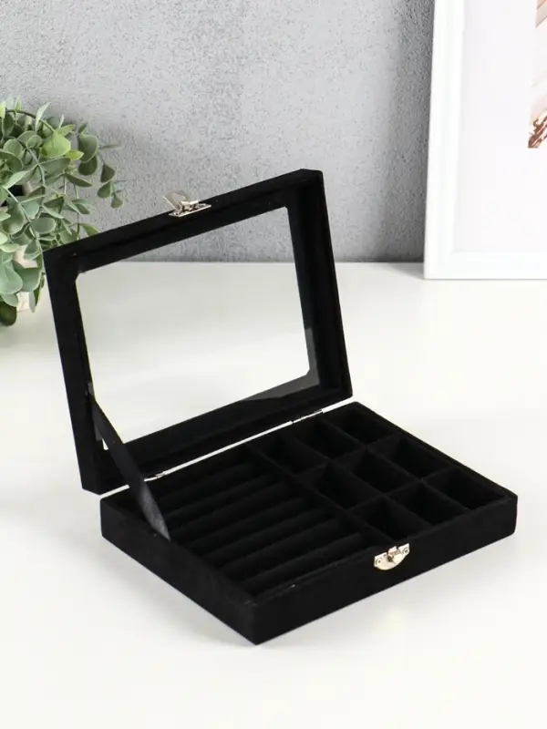 Шкатулка для украшений Chido, 8 полос, 9 ячеек, 20&times;15&times;4.5, чёрная