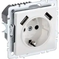 BRITE Розетка с заземлением с защитными шторками 16А с USB A+A 2,1А РЮш10-1-БрБ белый