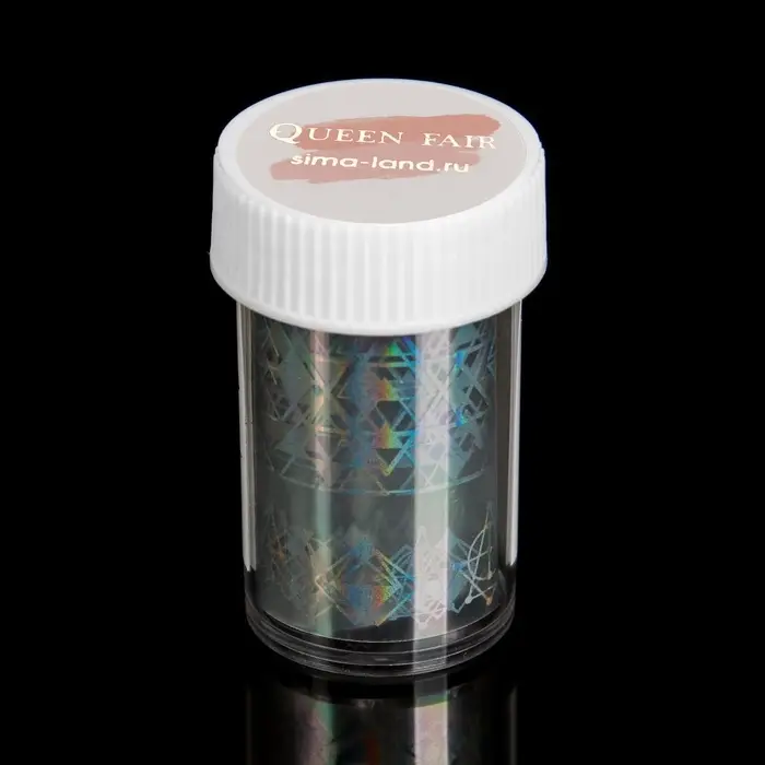 Фольга для ногтей «Геометрия», с рисунком, переводная, голографическая, 4×80 см, в пластиковом футляре, серебристая