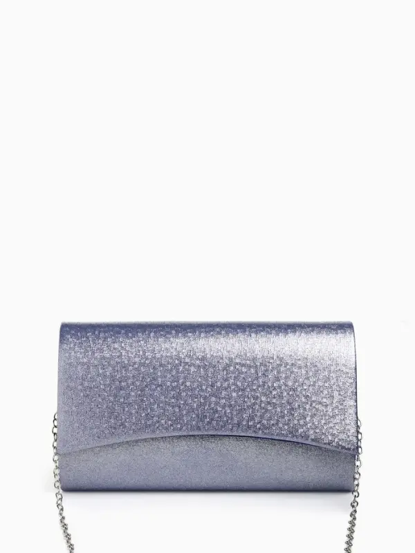 Сумка-клатч женская вечерняя на магните, на цепочке, мерцающая, синяя