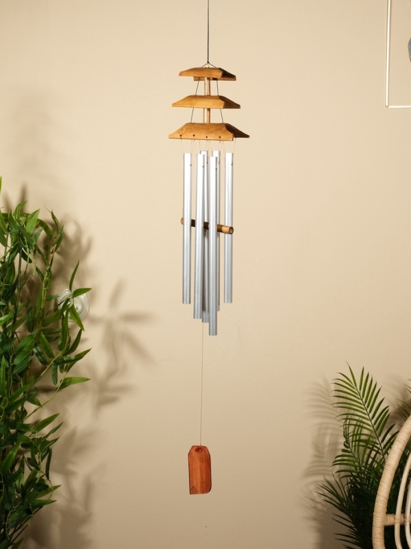 Музыка ветра, бамбук, дерево, алюминий 16х9х100 см Музыка ветра, бамбук, дерево, алюминий 16х9х100 см