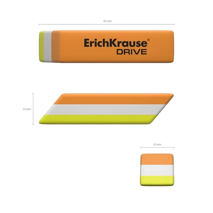 Ластик ErichKrause Drive (New), 57 х 15 х 13 мм, мягкий, гипоаллергенный, микс Ластик ErichKrause Drive (New), 57 х 15 х 13 мм, мягкий, гипоаллергенный, микс