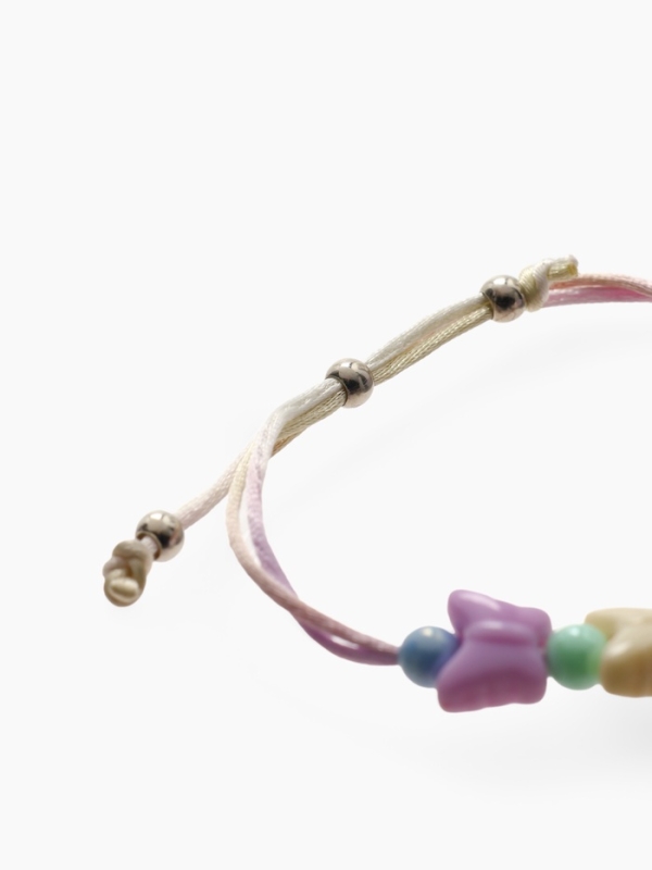 Браслет детский "Выбражулька" на затяжке,, цветок с бусинами бабочки, цветной