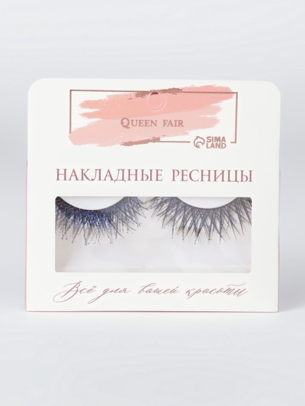 Ресницы накладные блестящие голубые пластик к/короб QF Ресницы накладные блестящие голубые пластик к/короб QF
