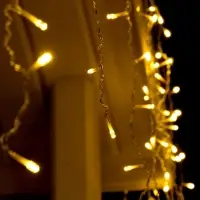 Гирлянда &laquo;Бахрома&raquo; 3&times;0.9 м, IP44, УМС, прозрачная нить, 232 LED, свечение тёплое белое, 220 В