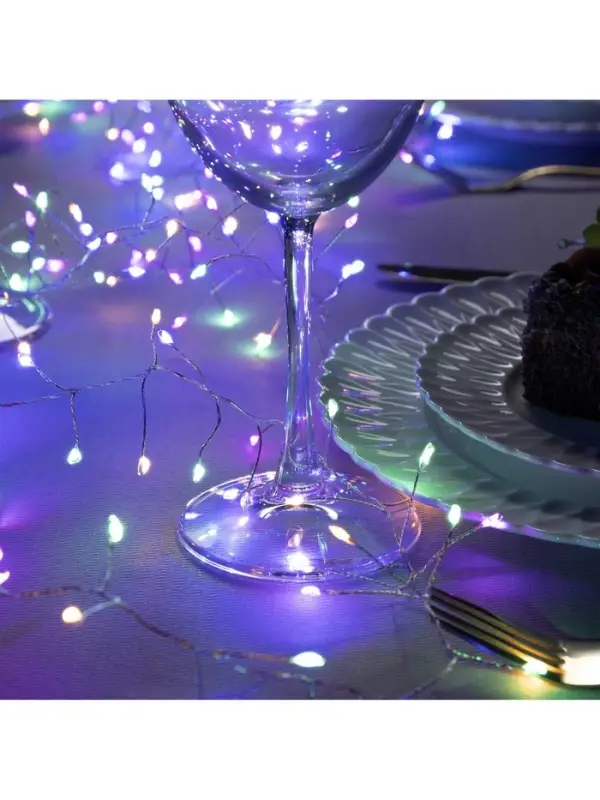 Гирлянда &laquo;Мишура&raquo; 6 м, роса, IP20, серебристая нить, 480 LED, свечение мульти, 12 В