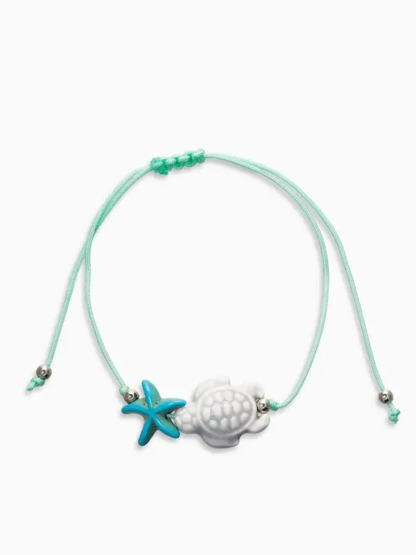 Браслет на нити &laquo;Звезда и Черепашка&raquo;, d=7 см, серый, голубой