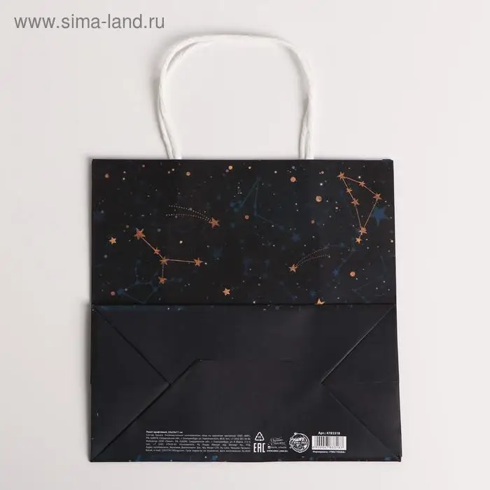 Пакет подарочный крафтовый, упаковка, &laquo;Вселенная&raquo;, 22 х 22 х 11 см