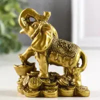 Нэцкэ фигурка &laquo;Слон с монетами&raquo;, полистоун, под бронзу, 8.5&times;8 см
