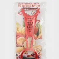 Овощечистка двухсторонняя Libra Plast &laquo;Скраб&raquo;, 18 см, красная