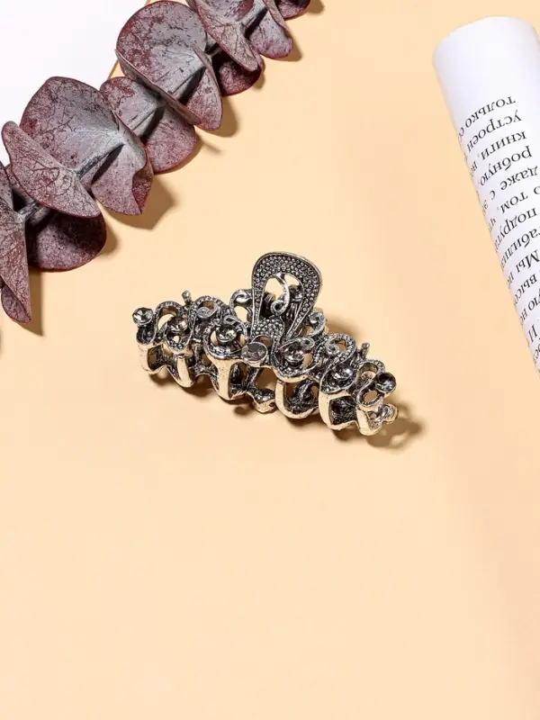 Крабик для волос &laquo;Ночной бриз&raquo;, узоры, 4.5 см, серебристый