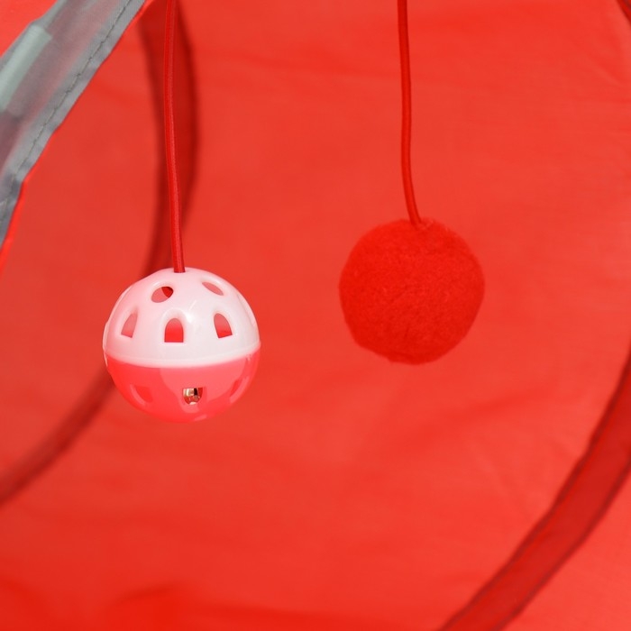 Туннель для кошек с игрушкой, 50 х 25 см, красный Туннель для кошек с игрушкой, 50 х 25 см, красный