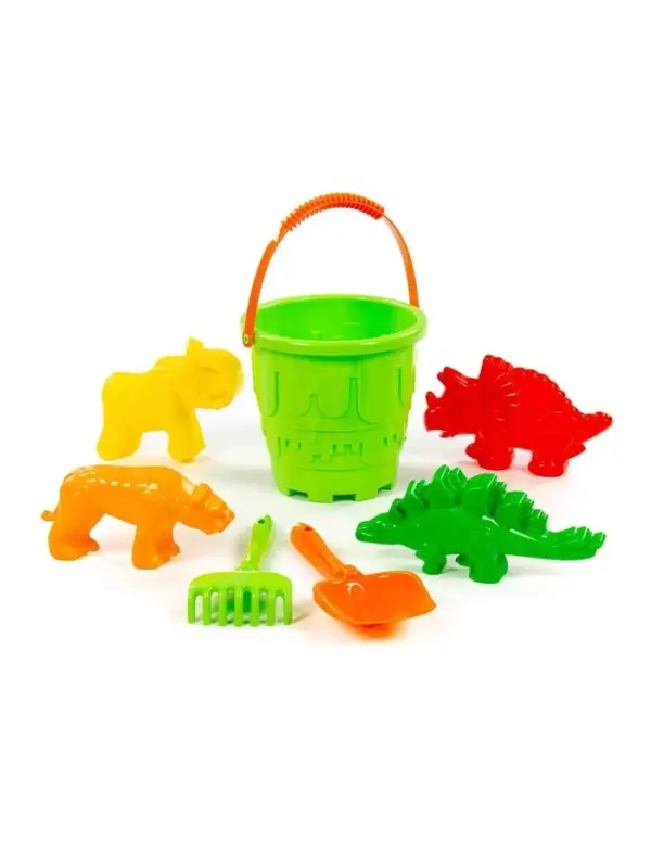 Набор игрушек для песочницы, 7 предметов: ведро, лопатка, грабельки, формочки, МИКС