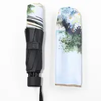 Зонт механический &laquo;Пейзаж&raquo;, эпонж, 4 сложения, 8 спиц, R=48/55 см, d=96 см, МИКС