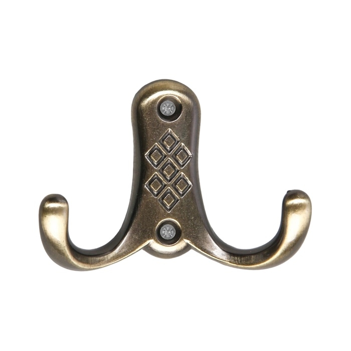 Крючок мебельный ТУНДРА TKD024, двухрожковый, бронза Крючок мебельный ТУНДРА TKD024, двухрожковый, бронза