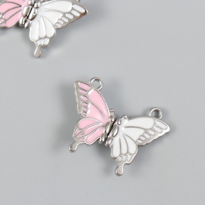 Замок магнитный металл Замок магнитный металл "Бабочка" белый и розовый 2,3х3х0,5 см (набор 2 половинки)