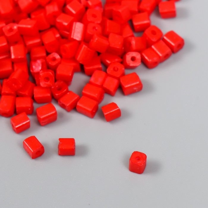 Бисер кубический стекло 4х4 мм  Бисер кубический стекло 4х4 мм "Яркость. Алый" набор 20 гр