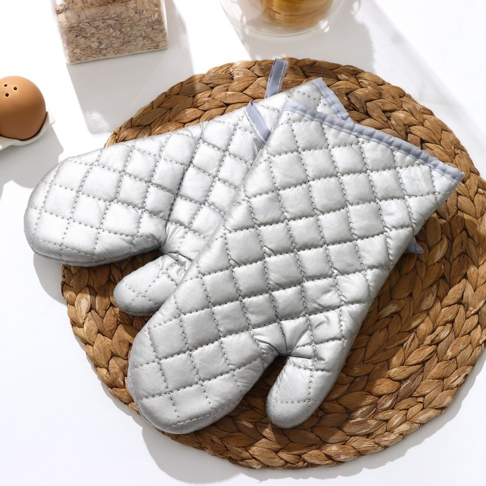 Набор прихваток «Профи», 2 шт, 30×16×2 см, цвет серый Набор прихваток «Профи», 2 шт, 30×16×2 см, цвет серый