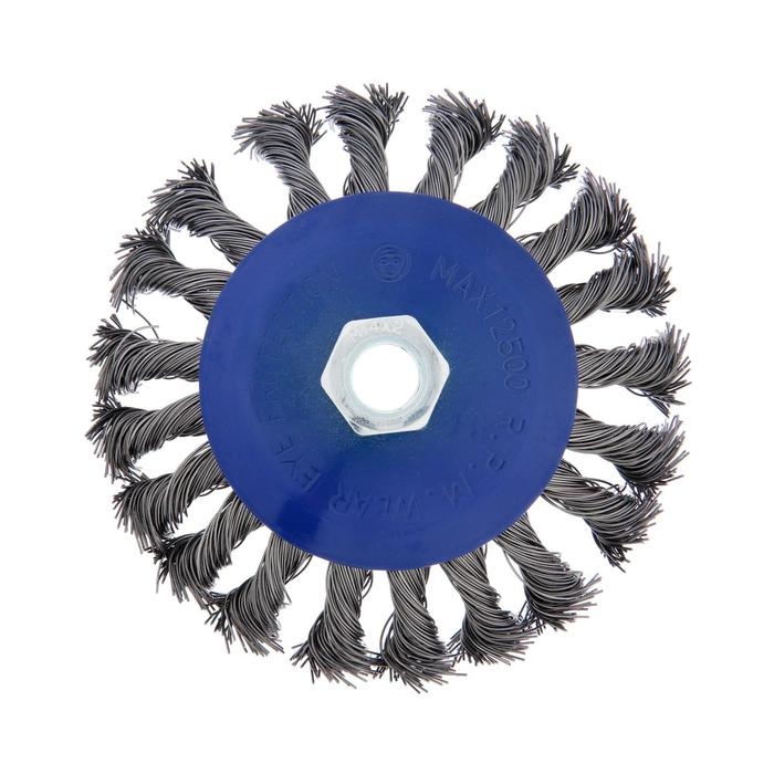 Щетка металлическая для УШМ ТУНДРА, крученая проволока,  Щетка металлическая для УШМ ТУНДРА, крученая проволока, "тарелка", М14, 115 мм