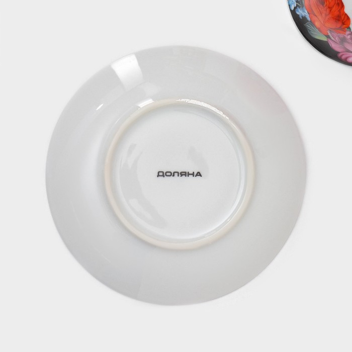 Сервиз чайный керамический на металлической подставке Доляна «Роспись», 13 предметов: 6 чашек 210 мл, 6 блюдец d=14 см, чайник 1 л Сервиз чайный керамический на металлической подставке Доляна «Роспись», 13 предметов: 6 чашек 210 мл, 6 блюдец d=14 см, чайник 1 л