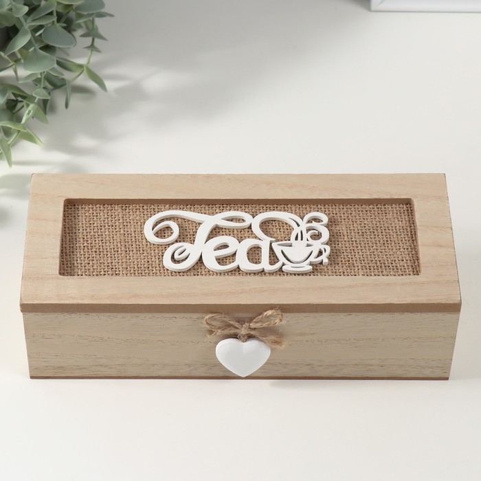 Шкатулка дерево 3 деления  Шкатулка дерево 3 деления "Чашечка чая" 9,7х24х7 см