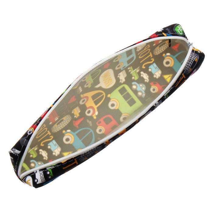 Пенал школьный на молнии Calligrata Пенал школьный на молнии Calligrata "Машинки", черный