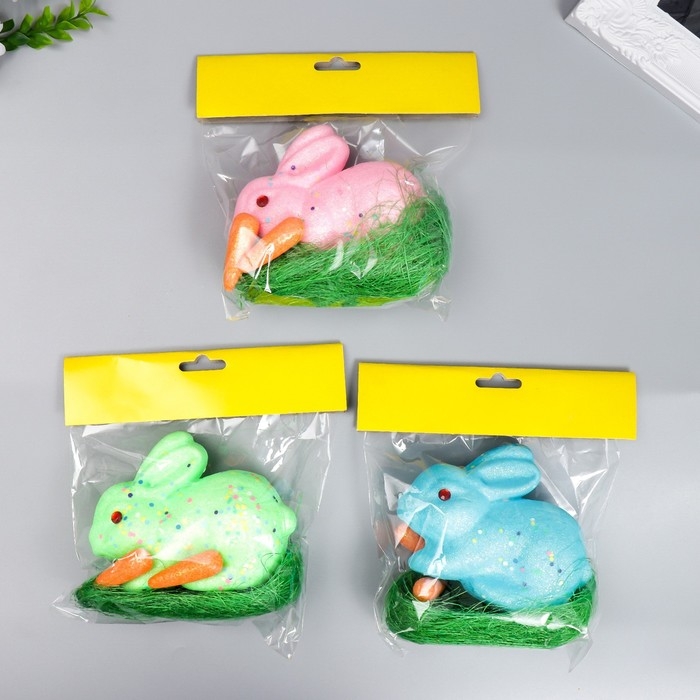 Декор Декор "Кролик - конфетти, в травке с морковками" набор 4 шт МИКС 13 см