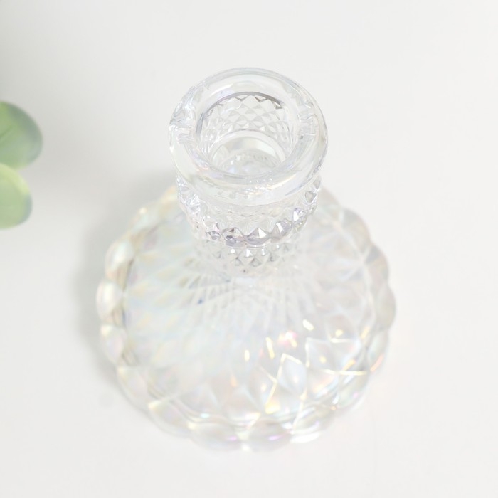 Подсвечник стекло на 1 свечу Подсвечник стекло на 1 свечу "Женева" d-2,2 см прозрачный голография 10,5х7,7х7,7 см