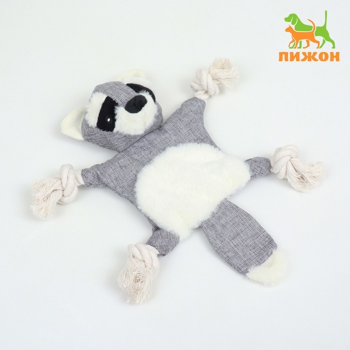 Игрушка текстильная с канатом  Игрушка текстильная с канатом "Енот" с пищалкой, шуршащая, 26 х 28 см
