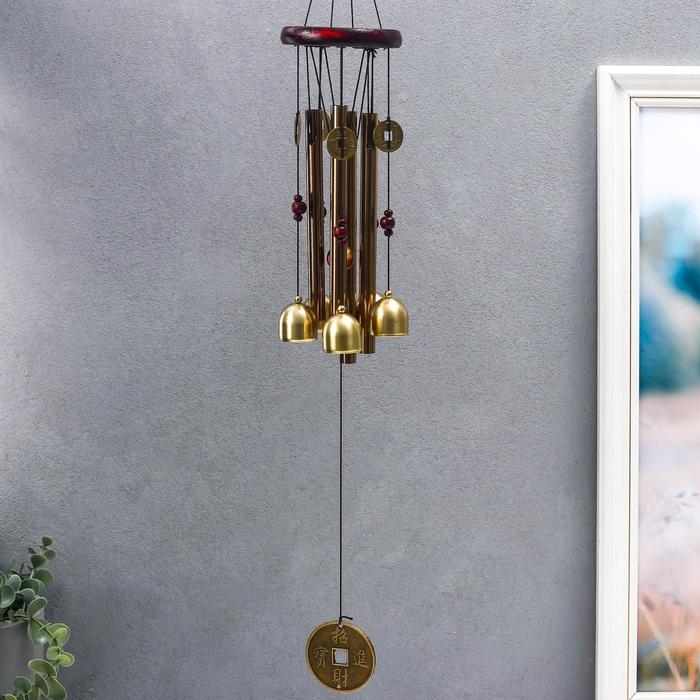 Музыка ветра металл Музыка ветра металл "Монета" 4 трубки 5 колокольчиков 60х8,3 см