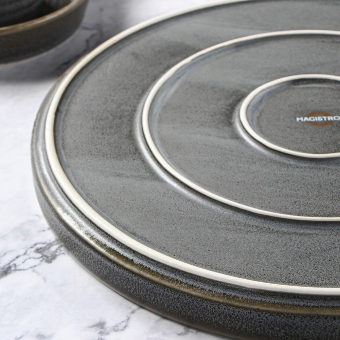 Тарелка фарфоровая обеденная Magistro Urban, d=27,5 см, цвет серый Тарелка фарфоровая обеденная Magistro Urban, d=27,5 см, цвет серый
