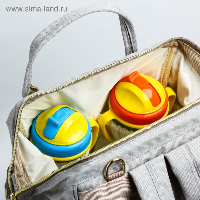 Сумка рюкзак для мамы и малыша с термокарманом, термосумка - портфель, цвет серый/зеленый Сумка рюкзак для мамы и малыша с термокарманом, термосумка - портфель, цвет серый/зеленый