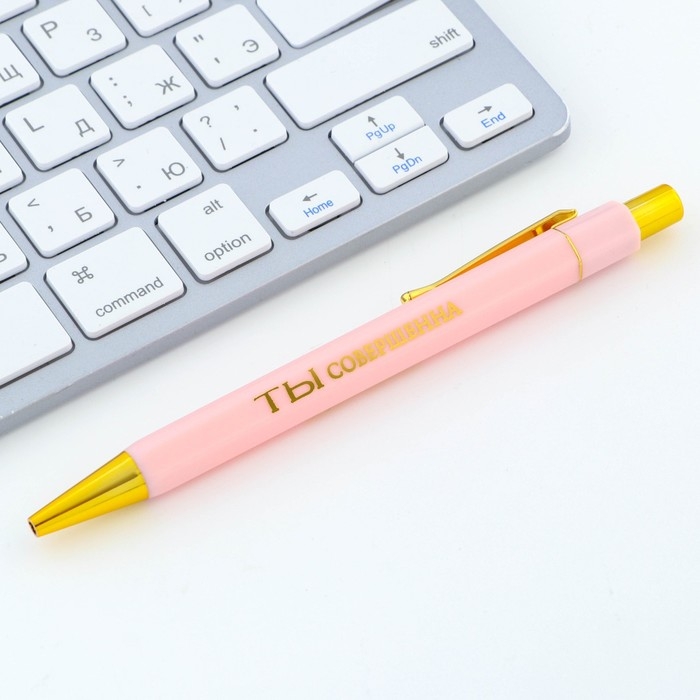 Ручка шариковая синяя паста 0.7 мм «Ты совершенна» пластик с тиснением на корпусе Ручка шариковая синяя паста 0.7 мм «Ты совершенна» пластик с тиснением на корпусе