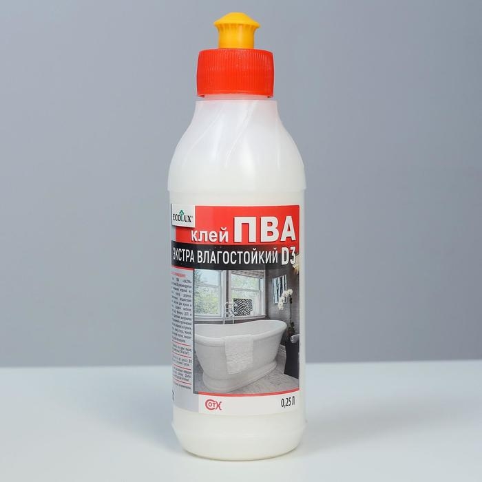Клей ПВА ECOLUX экстра влагостойкий 0,25 л Клей ПВА ECOLUX экстра влагостойкий 0,25 л