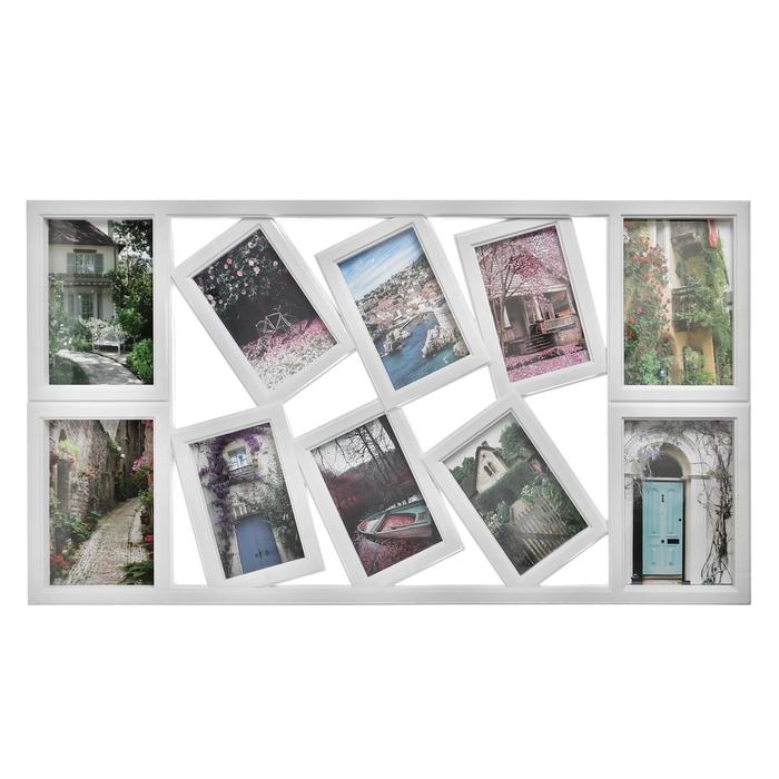 Фоторамка пластик на 10 фото 10х15, 13х18 см  Фоторамка пластик на 10 фото 10х15, 13х18 см "Воспоминания" белая 40х73,5 см