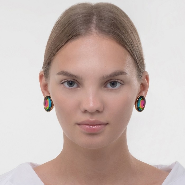 Клипсы &laquo;Вечеринка&raquo; овалы, цвет бензиновый в золоте