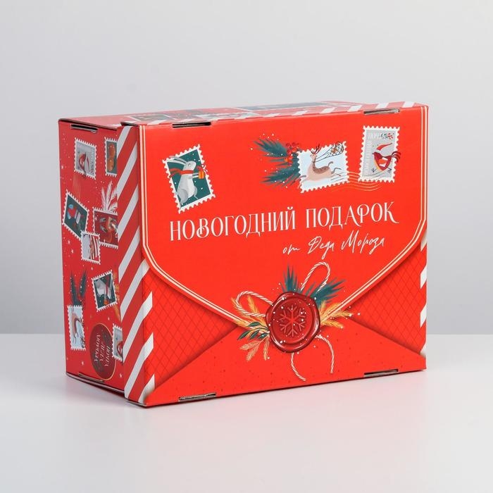 Коробка подарочная новогодняя складная «Новогодний подарок», 31,2 х 25,6 х 16,1 см, Новый год Коробка подарочная новогодняя складная «Новогодний подарок», 31,2 х 25,6 х 16,1 см, Новый год
