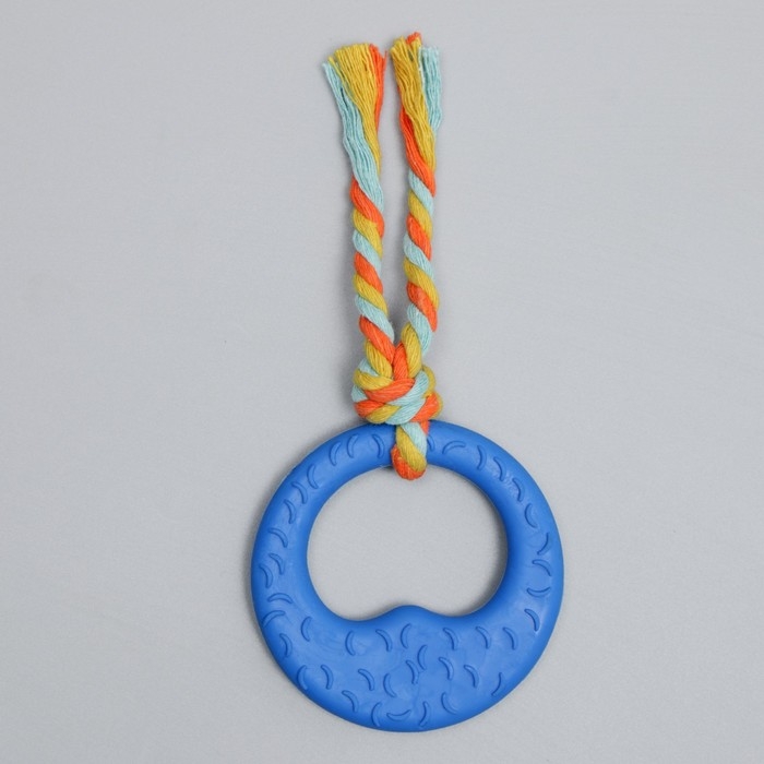 Игрушка жевательная с канатом Игрушка жевательная с канатом "Гиря", синяя